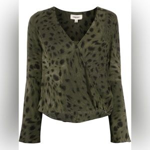 L’Agence Mei Animal Print Blouse (Olive/Black)